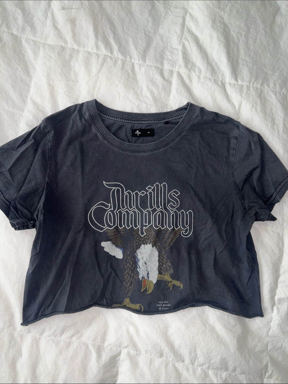 Thrills Company Gray Graphic Crop Tee